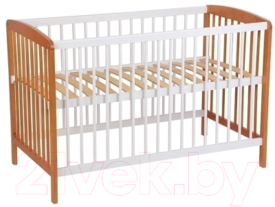Детская кроватка Polini Kids Simple 101 / 0003022-11 (белый/бук)