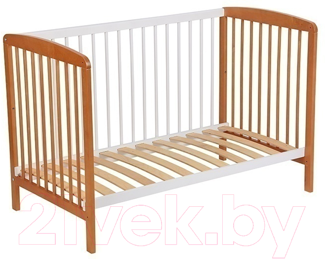 Детская кроватка Polini Kids Simple 101 / 0003022-11 (белый/бук)