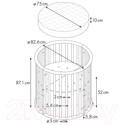 Детская кроватка Polini Kids Simple 930 / 0003076-04 (белый)