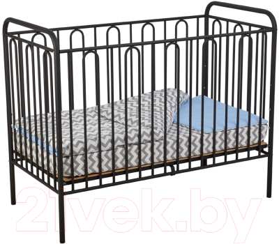 Детская кроватка Polini Kids Vintage 110 / 0001648.22 (черный, матовый)