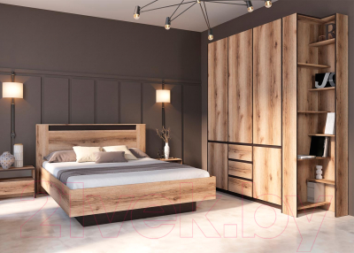Двуспальная кровать SV-мебель Д №3 универсальная 160x200 Страйп (дуб делано/дуб венге)
