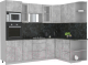 Кухонный гарнитур Интерлиния Мила 1.68x2.6 правая (бетон/бетон/кастилло темный) - 