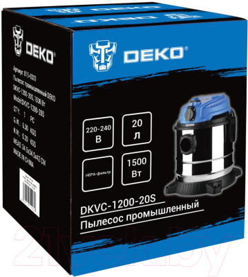 Профессиональный пылесос Deko DKVC-1200-20S / 015-0031 