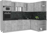 Кухонный гарнитур Интерлиния Мила 1.68x2.8 правая (бетон/кастилло темный) - 