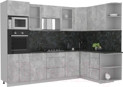 Готовая кухня Интерлиния Мила 1.68x2.8 правая (бетон/кастилло темный)