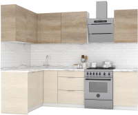 Кухонный гарнитур Интермебель Микс Топ-25 2x1.52м левая (дуб каньон/вудлайн кремовый/венато) - 