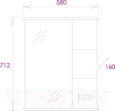Шкаф с зеркалом для ванной Onika Балтика 58.01 (205846)