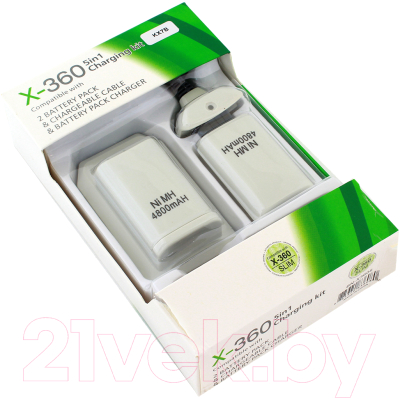 Зарядный комплект для геймпада Sipl Для Xbox 360 / KX7B (белый)