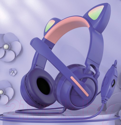 Наушники-гарнитура Qumo Game Cat Purple GHS 0036 / Q33036