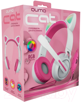 Наушники-гарнитура Qumo Game Cat White&pink GHS 0035 / Q33035