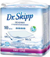 Набор пеленок одноразовых детских Dr.Skipp Dry Line 60x90 (10шт) - 