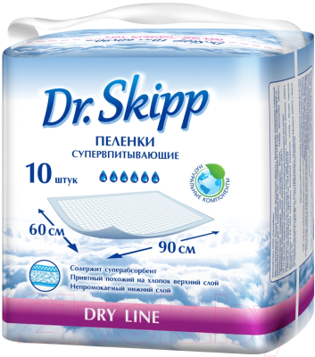 Набор пеленок одноразовых детских Dr.Skipp Dry Line впитывающие 60x90 (10шт)