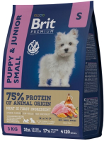 Корм для собак Brit Premium Dog Puppy and Junior Small с курицей / 5049882 (3кг) - 