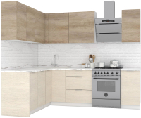 Кухонный гарнитур Интермебель Микс Топ-27 1.9x1.72м левая (дуб каньон/вудлайн кремовый/венато) - 