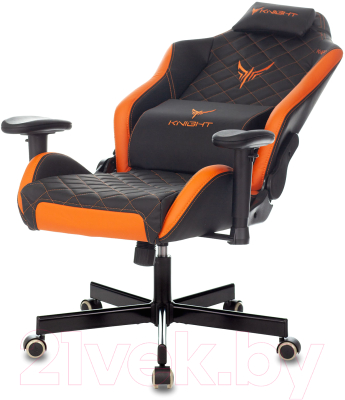 Кресло геймерское Бюрократ Knight Explore (черный/оранжевый ромбик/экокожа)