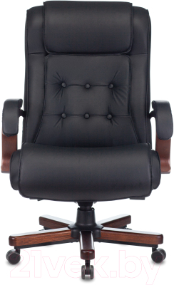 Кресло офисное Бюрократ T-9926 Walnut (кожа черная/крестовина металл/дерево)
