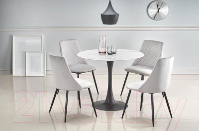 Обеденный стол Halmar Ambrosio 90x72 (белый мрамор/черный)