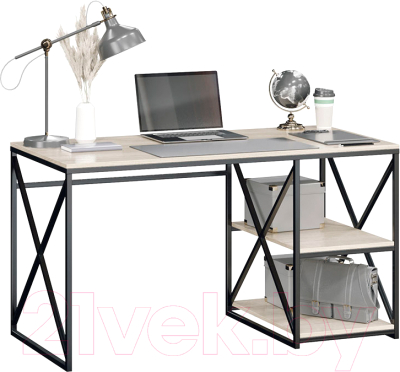 Письменный стол ТриЯ Лофт тип 1 (черный/дуб крафт белый)