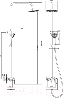 Изображение товара Душевая система со смесителем Diadonna D87-335117W