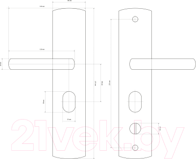 Ручка дверная Стандарт РН-СТ217-L (левая для металлических дверей)