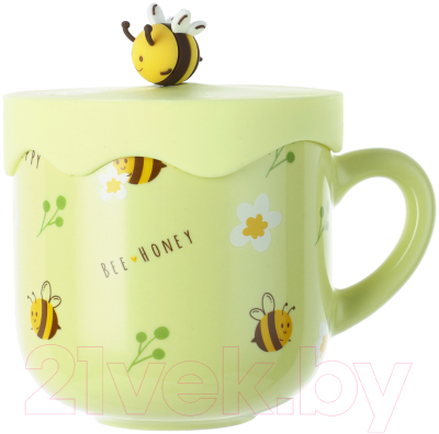 Кружка Miniso Bee Series / 0522 (с крышкой, желтый)