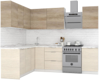Готовая кухня Интермебель Микс Топ-28 2x1.72м левый (дуб каньон/вудлайн кремовый/венато) - 