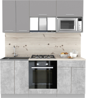 Кухонный гарнитур Интерлиния Мила 1.8 ВТ (серебристый/бетон/бискайская сосна) - 