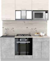 Кухонный гарнитур Интерлиния Мила 1.7 ВТ (вудлайн кремовый/бетон/бискайская сосна) - 