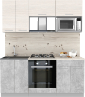 Кухонный гарнитур Интерлиния Мила 1.8 ВТ (вудлайн кремовый/бетон/бискайская сосна) - 