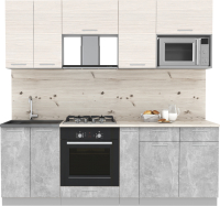 Кухонный гарнитур Интерлиния Мила 2.2 ВТ (вудлайн кремовый/бетон/бискайская сосна) - 