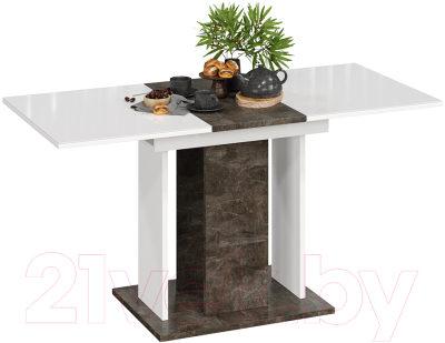 Обеденный стол ТриЯ Кельн Тип 1 (ателье темный/белый/стекло белый глянец)