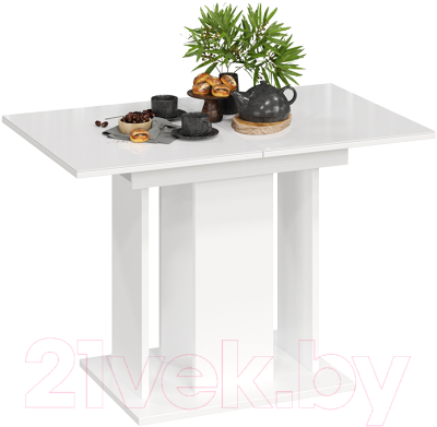 Обеденный стол ТриЯ Кельн Тип 1 (белый/стекло белый глянец)