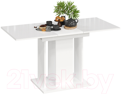 Обеденный стол ТриЯ Кельн Тип 1 (белый/стекло белый глянец)