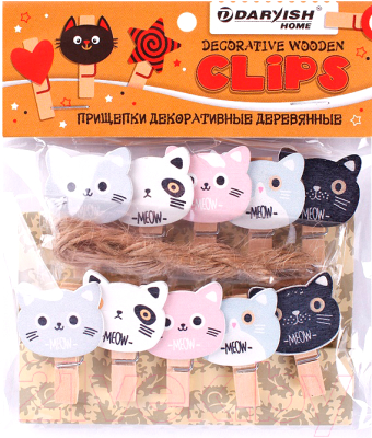 Изображение товара Набор прищепок декоративных Darvish Котик / DV-H-1081