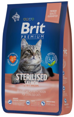 Сухой корм для кошек Brit Premium Cat Sterilized Salmon&Chicken / 5049851 (2кг)