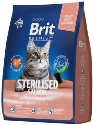 Сухой корм для кошек Brit Premium Cat Sterilized Salmon&Chicken / 5049356 (400г)