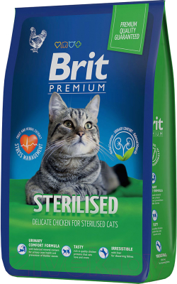 Сухой корм для кошек Brit Premium Cat Sterilized Chicken / 5049592 (8кг)