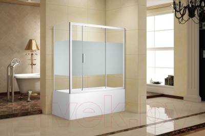 Стеклянная шторка для ванны Aquanet Practic 155 / AE10-B-155H150U-CP (полоска/прозрачное стекло)