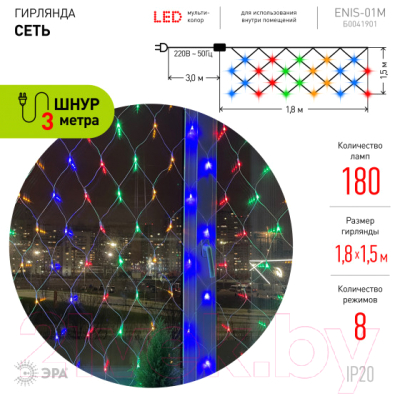 Изображение товара Светодиодная сеть ЭРА ENIS-01M / Б0041901