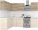 Готовая кухня Интермебель Микс Топ-29 2.1x1.72м левый (дуб каньон/вудлайн кремовый/венато) - 