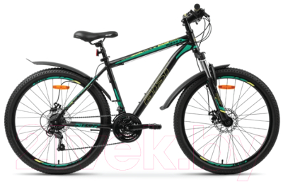 Велосипед AIST Quest Disc 26 2022 (18, черный/зеленый)