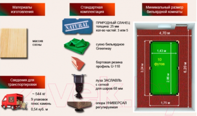 Бильярдный стол РуптуР Паж-2 / 181.00.10 (сосна)