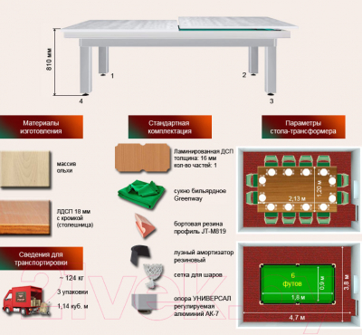 Бильярдный стол РуптуР Спартак / 801.04.65