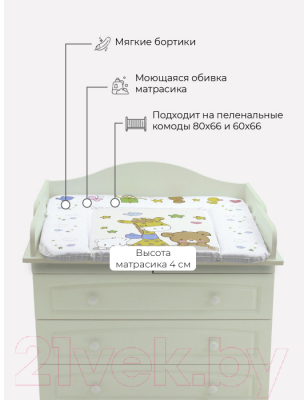 Пеленальный матрас Топотушки Детский мир №2 80x71 (бежевый)