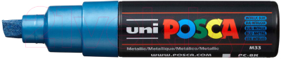 Маркер художественный UNI Mitsubishi Pencil Posca 8мм / PC-8K METALLIC BLUE (синий металлик)
