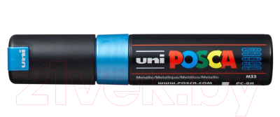 Маркер художественный UNI Mitsubishi Pencil Posca 8мм / PC-8K METALLIC BLUE (синий металлик)