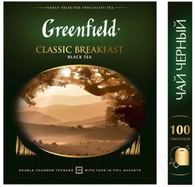 Чай пакетированный GREENFIELD Сlassic Breakfast / Nd-00014700 (100пак)