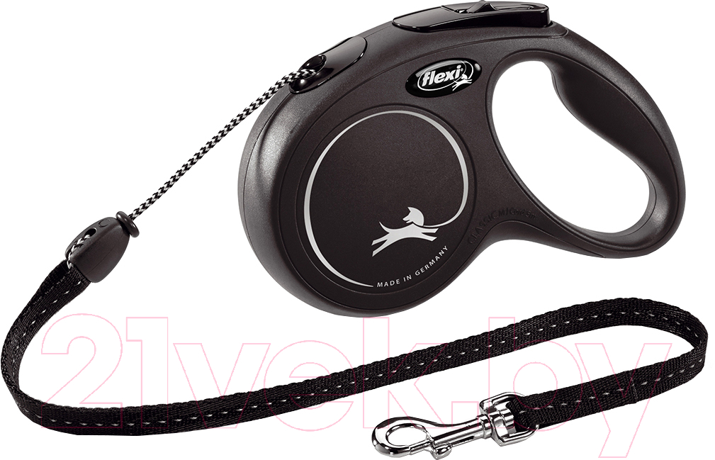 Поводок-рулетка Flexi New Classic Трос 5 м / 22627 (M, черный)