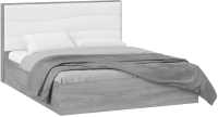 Двуспальная кровать ТриЯ Миранда с ПМ Тип 1 160x200 (дуб гамильтон/белый глянец) - 