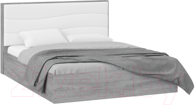 Двуспальная кровать ТриЯ Миранда с ПМ Тип 1 160x200 (дуб гамильтон/белый глянец)